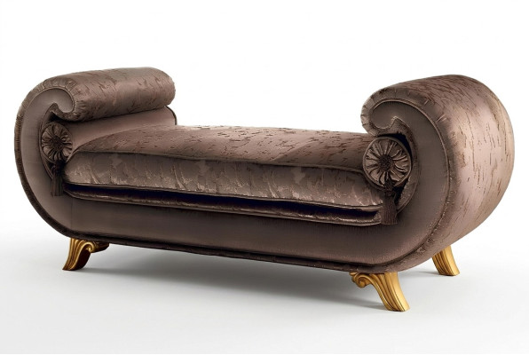 Living room lounge furniture classic design sofa brown fabric chaise longue new
