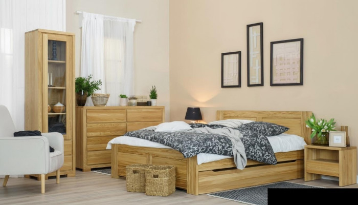 Bedroom furniture 3-piece set bed nightstands 2x beds solid wood real wood