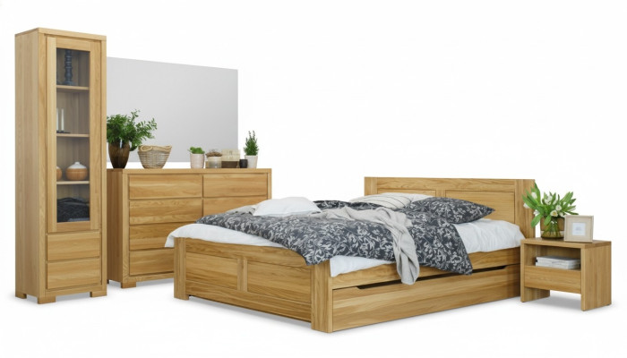 Bedroom furniture 3-piece set bed nightstands 2x beds solid wood real wood