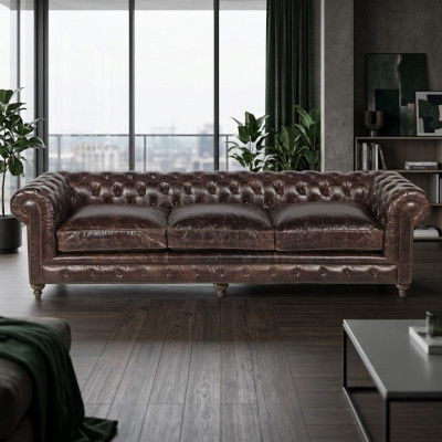 Brown Chesterfield Sofa Couch Upholstery Fabric Leather Couches Upholstery Suite Big XXL