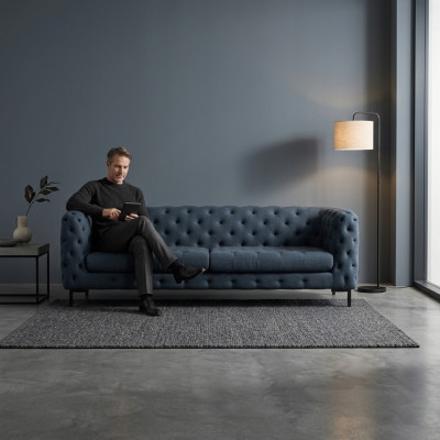 Gray Modern 3-Seater Chesterfield Living Room Stylish Couch
