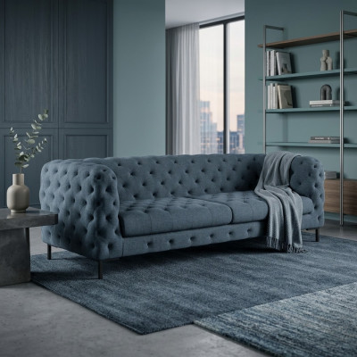 Gray Modern 3-Seater Chesterfield Living Room Stylish Couch