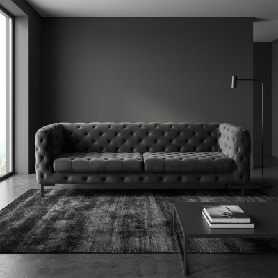 Designer Black Three-Seater Chesterfield Modern Couch