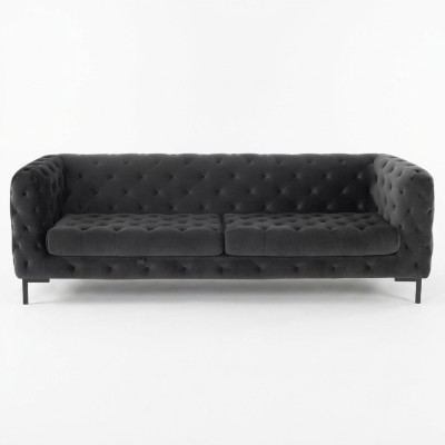 Designer Black Three-Seater Chesterfield Modern Couch
