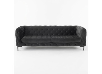 Designer Black Three-Seater Chesterfield Modern Couch