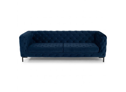 Stylish Blue Chesterfield 3-Seater Living Room Luxury Couch