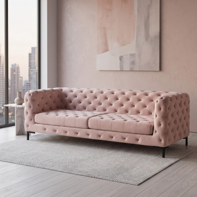 Chesterfield Sofa Couch Upholstery Fabric Leather Couches Upholstery Set 3-Seater