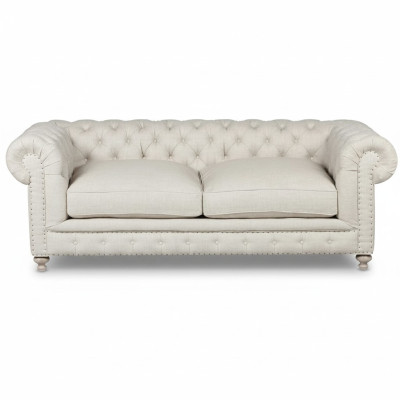 White Chesterfield Upholstered 3-Seater Luxury Living Room Sofa