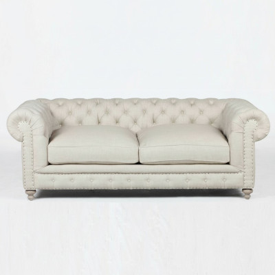 White Chesterfield Luxury Three-Seater Modern 3-Seater Living Room Couch