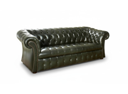 Green Chesterfield 3-Seater Designer Luxury Three-Seater Couch