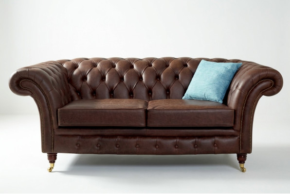 Chesterfield Men's Club Sofa Couch Leather Upholstery 2-Seater Brown NEW jvmoebel ®