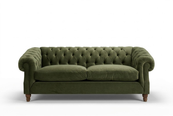 Green Chesterfield Upholstered Three-Seater Designer Luxury Couch