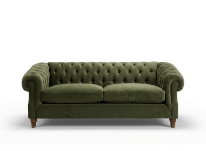 Green Chesterfield Upholstered Three-Seater Designer Luxury Couch
