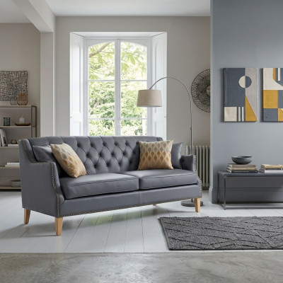 Couch Gray Chesterfield Office Sofa Reception Couches Leather Textile New jvmoebel ®