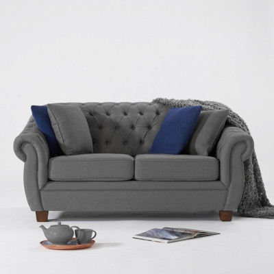 Classic Leather Couch - Textile Chesterfield Fabric Sofa 2-Seater New jvmoebel ®