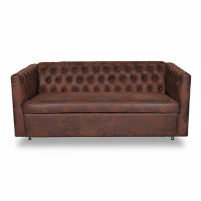 American style Chesterfield sofa couch leather upholstery brown three-seater