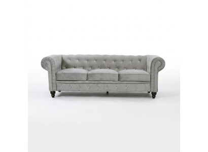 Gray Chesterfield 3-seater Luxury Living Room Couch Designer Sofa