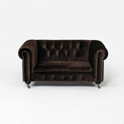 Black Baroque Sofa Couch - Chesterfield Fabric 2-Seater Leather Textile jvmoebel ®