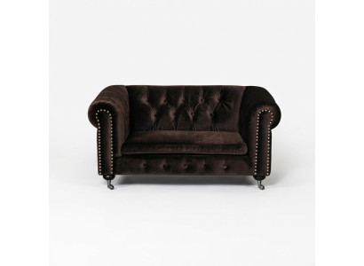 Black Baroque Sofa Couch - Chesterfield Fabric 2-Seater Leather Textile jvmoebel ®