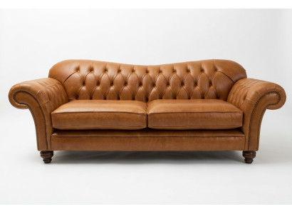 Brown Chesterfield Three-Seater Luxury Living Room Couch
