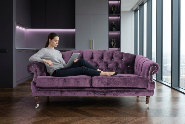 Baroque Rococo Sofa Couch Textile Velvet Chesterfield - Designer Couches