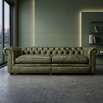 Elegant living room couch four-seater Chesterfield leather fabric couches sofa new