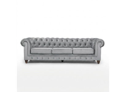 Chesterfield 5-seater classic luxury sofa textile leather couch silver couches