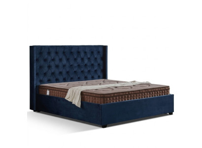 Royal blue bedroom bed upholstery double beds Chesterfield design