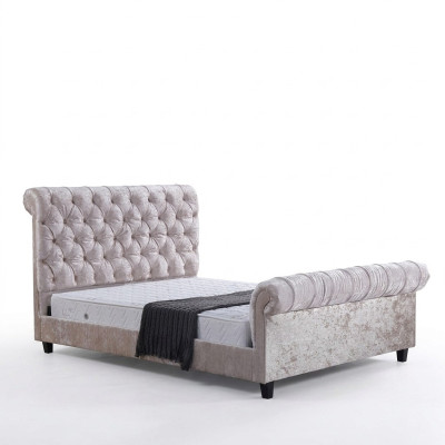 Modern beige Chesterfield bed designer double bed luxury furniture
