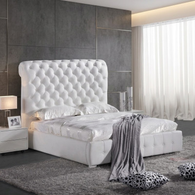 Classic bedroom bed 160x200 cm leather textile Chesterfield hotel beds