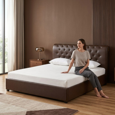 Modern brown Chesterfield double bed designer bedroom bed