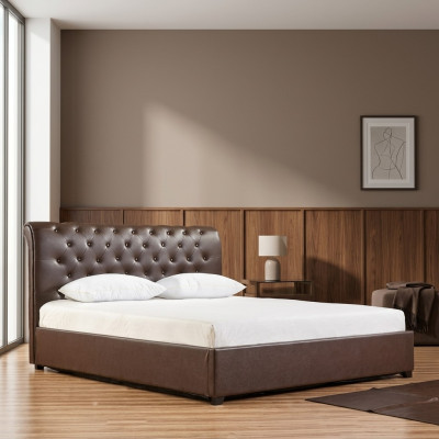 Modern brown Chesterfield double bed designer bedroom bed