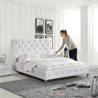 Chesterfield Designer Bed Bedroom Leather Textile Upholstery 140/160/180/200 cm