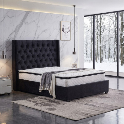 Modern black Chesterfield luxury bed textile double beds