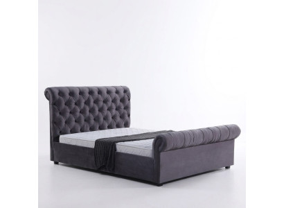 Design Chesterfield Bed Textile Leather Hotel Beds Bedroom New Velvet Upholstery