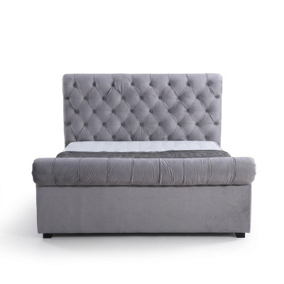 Design Chesterfield Bed Textile Upholstery Leather Hotel Beds Bedroom New Velvet