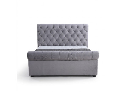 Design Chesterfield Bed Textile Upholstery Leather Hotel Beds Bedroom New Velvet