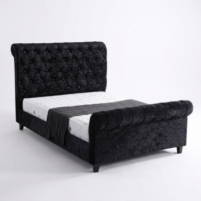 Black bedroom Chesterfield bed, elegant bedroom bed.