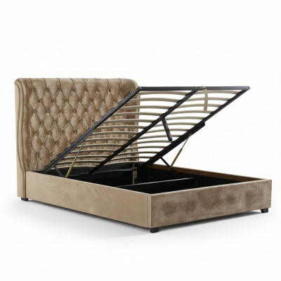 Beige Chesterfield Upholstered Bed Luxury Bedroom Design Beds