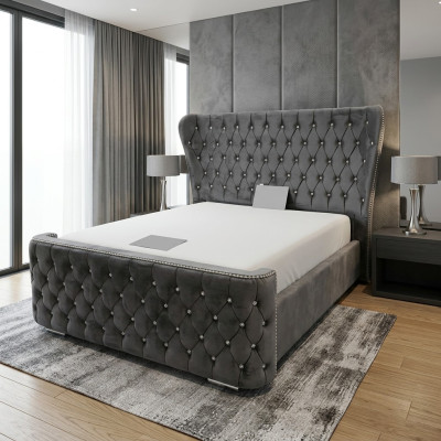 Chesterfield Hotel Double Leather Bed Bedroom Upholstered Luxury Beds 200x200