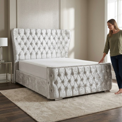 Chesterfield bed bedroom beds textile 180x200cm velvet big hotel beds new