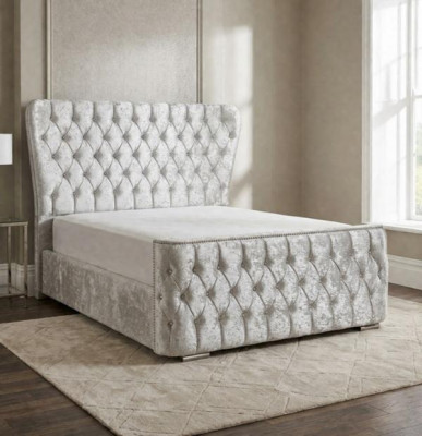 Chesterfield bed bedroom beds textile 180x200cm velvet big hotel beds new
