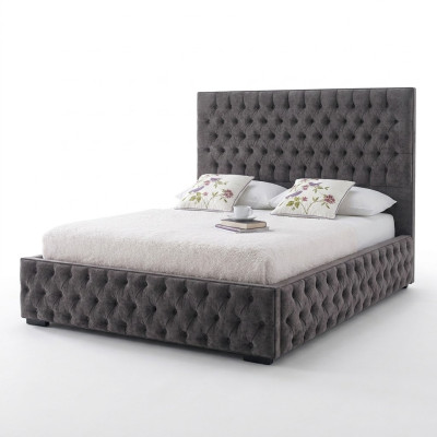 Gray Chesterfield Double Bed Hotel and Bedroom Beds