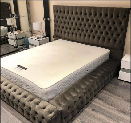 Chesterfield Textile Bed Bedroom Beds Double Upholstered 140/160/180/200 cm