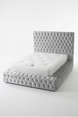 Classic English Style Bed Double Textile Chesterfield Beds 160x200cm New