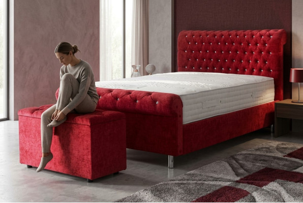 Chesterfield Hotel Double Leather Bed Bedroom Upholstery Luxury Beds 200x200cm