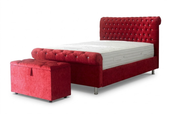 Chesterfield Hotel Double Leather Bed Bedroom Upholstery Luxury Beds 200x200cm