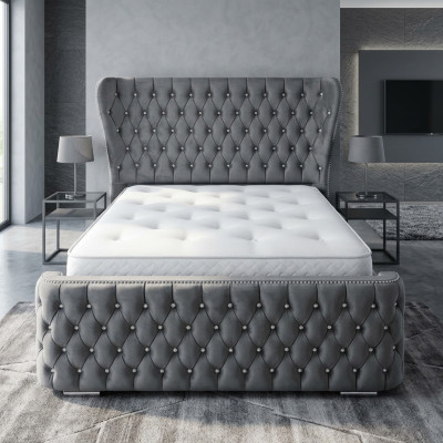 Chesterfield Textile Bed Bedroom Beds Double Upholstered 140/160/180/200 cm