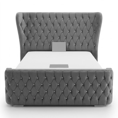 Chesterfield Textile Bed Bedroom Beds Double Upholstered 140/160/180/200 cm