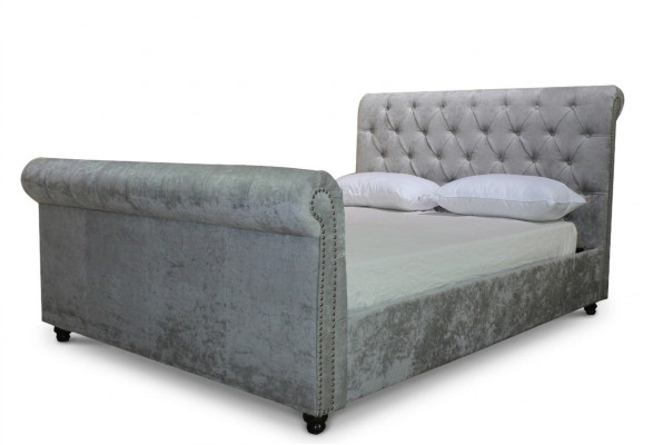 Design Chesterfield Bed Textile Velvet Upholstery Leather Hotel Beds Bedroom New